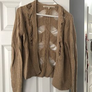Stylish tan cardigan crocheted